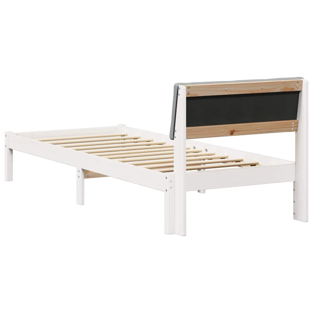 Cadre de lit Blanc et gris clair 75 x 190 cm Bois massif en pin - XIOS