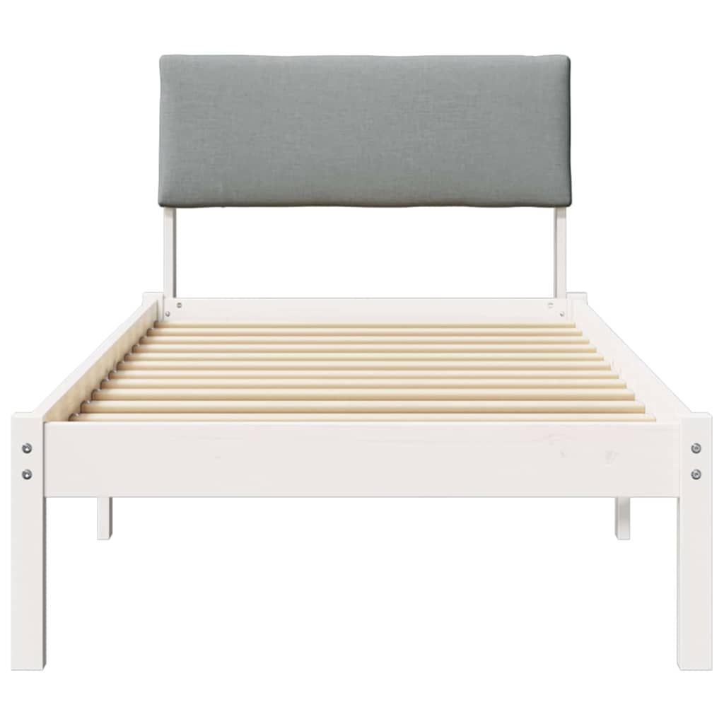 Cadre de lit Blanc et gris clair 75 x 190 cm Bois massif en pin - XIOS