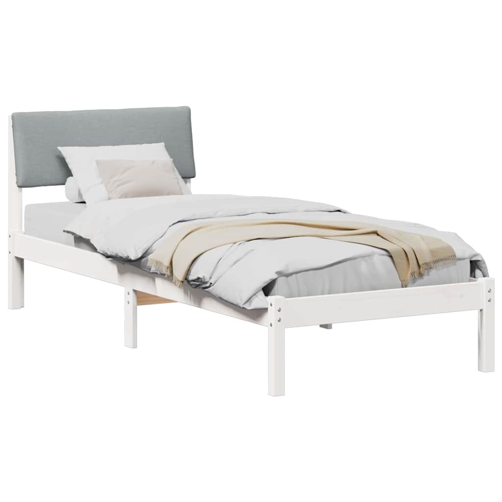 Cadre de lit Blanc et gris clair 75 x 190 cm Bois massif en pin - XIOS