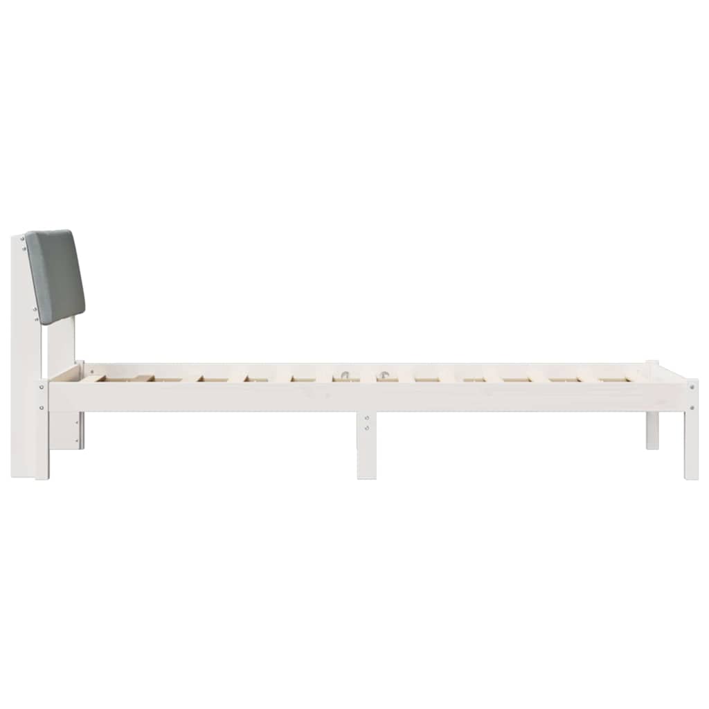 Cadre de lit Blanc et gris clair 75 x 190 cm Bois massif en pin - XIOS