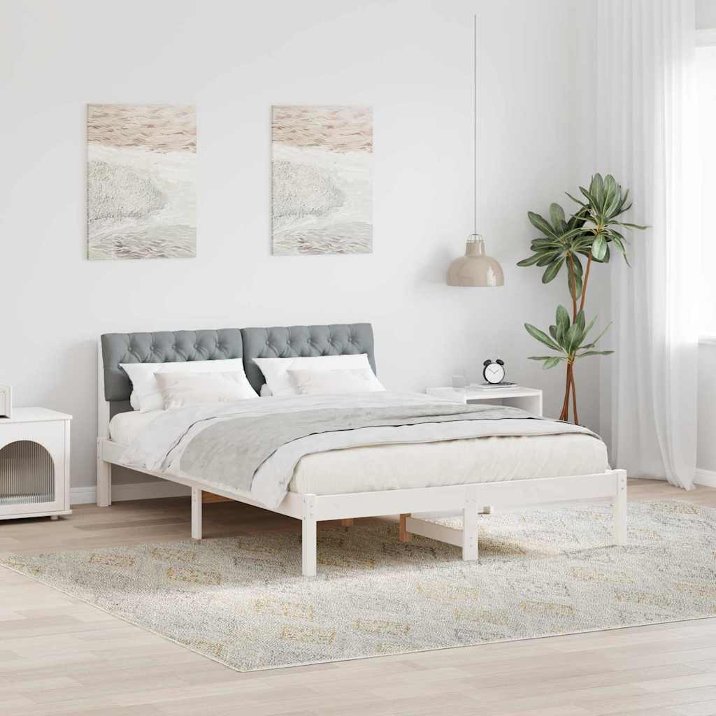 Cadre de lit avec tête de lit Blanc et gris clair 160 x 200 cm - XIOS