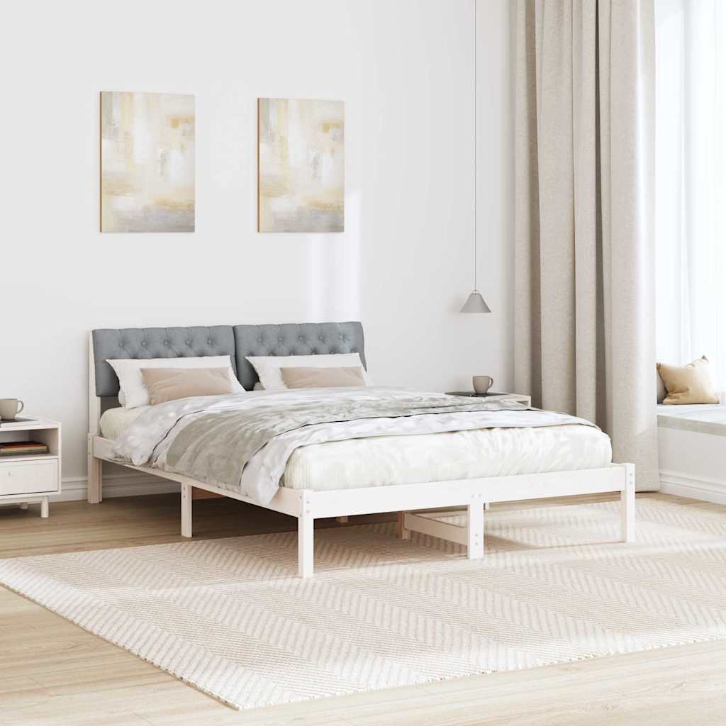 Cadre de lit avec tête de lit Blanc et gris clair 160 x 200 cm - XIOS