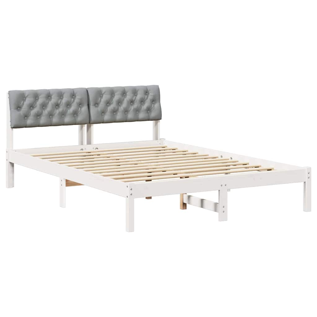Cadre de lit avec tête de lit Blanc et gris clair 160 x 200 cm - XIOS