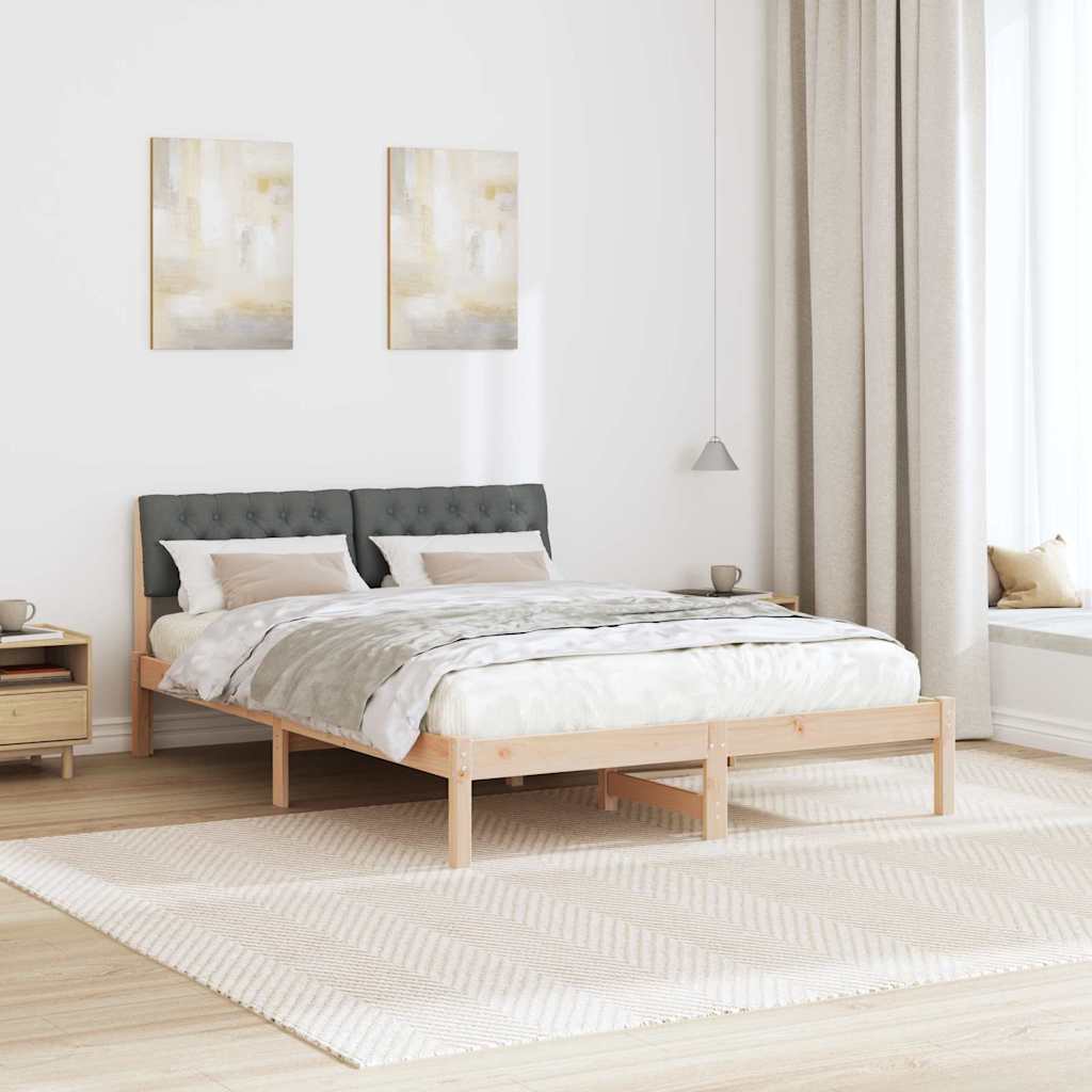 Cadre de lit avec tête de lit marron et gris foncé 150 x 200 cm - XIOS