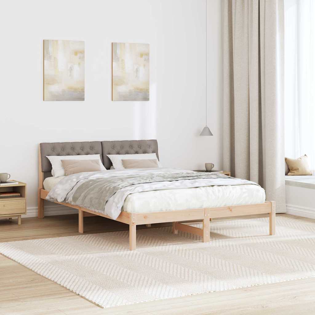Cadre de lit Marron et taupe 150 x 200 cm Bois massif en pin - XIOS