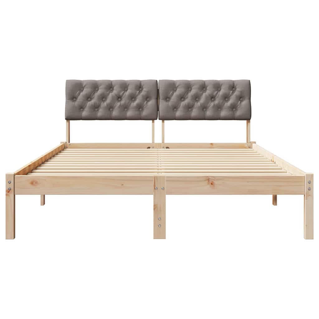 Cadre de lit Marron et taupe 150 x 200 cm Bois massif en pin - XIOS
