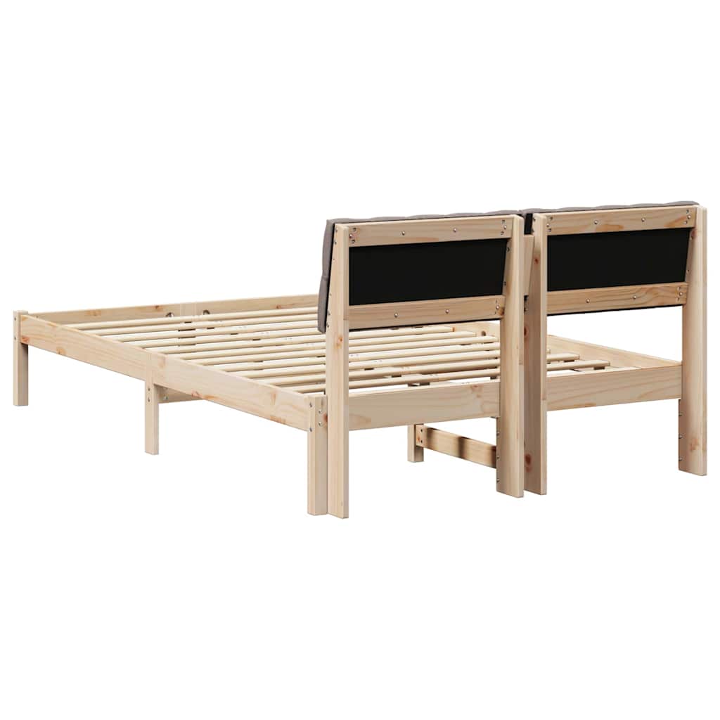 Cadre de lit Marron et taupe 120 x 200 cm Bois massif en pin - XIOS
