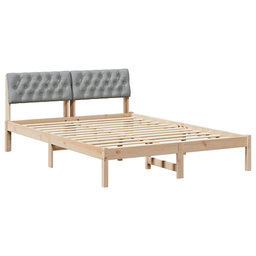 Cadre de lit avec tête de lit Marron et gris clair 140 x 190 cm - XIOS