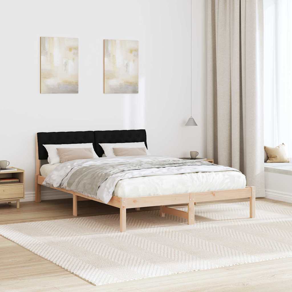 Cadre de lit Marron et noir 140 x 190 cm Bois massif en pin - XIOS