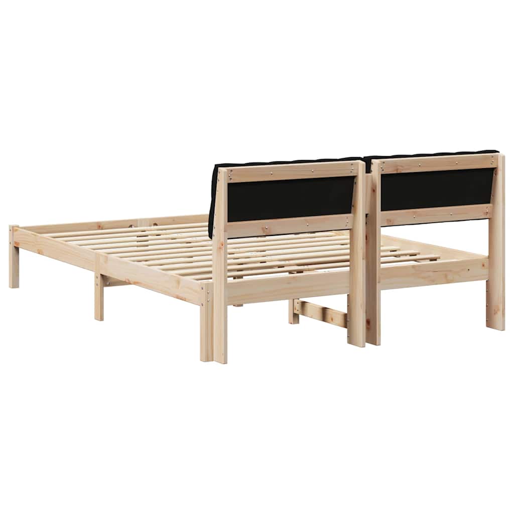 Cadre de lit Marron et noir 140 x 190 cm Bois massif en pin - XIOS