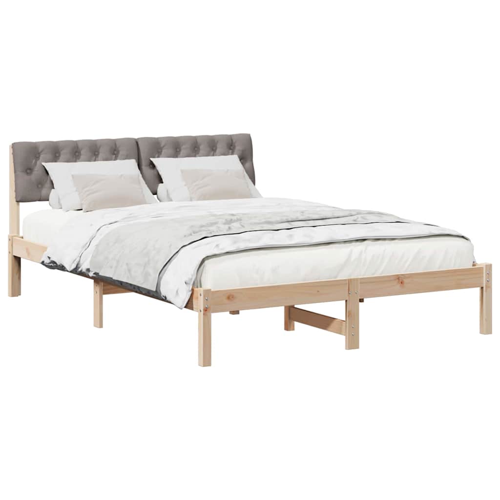 Cadre de lit Marron et taupe 140 x 190 cm Bois massif en pin - XIOS