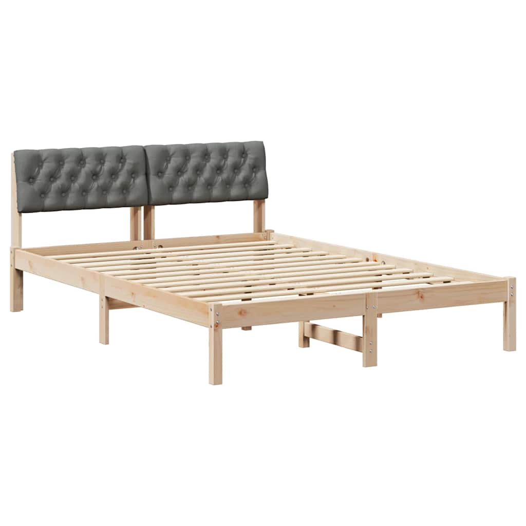Cadre de lit avec tête de lit marron et gris foncé 135 x 190 cm - XIOS