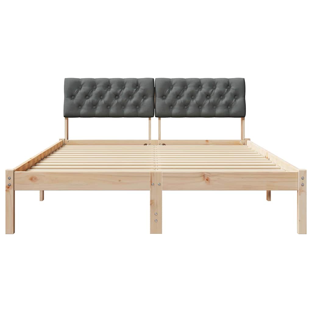 Cadre de lit avec tête de lit marron et gris foncé 135 x 190 cm - XIOS