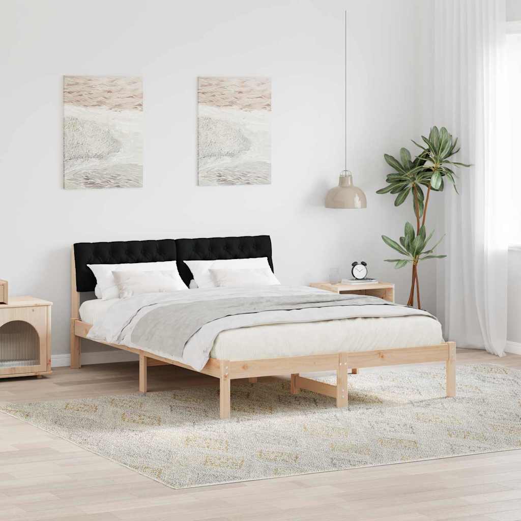 Cadre de lit Marron et noir 135 x 190 cm Bois massif en pin - XIOS