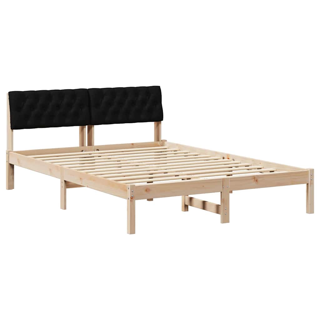 Cadre de lit Marron et noir 135 x 190 cm Bois massif en pin - XIOS