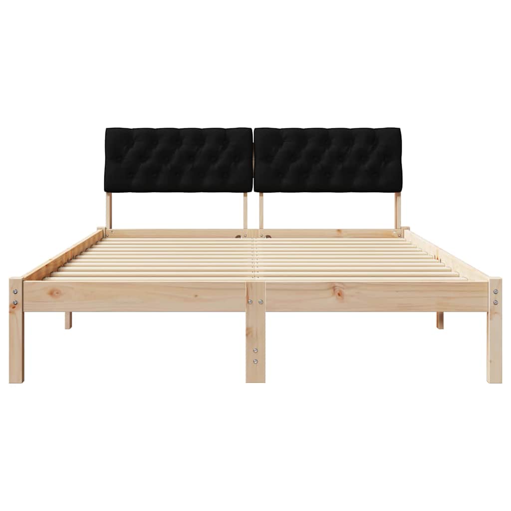 Cadre de lit Marron et noir 135 x 190 cm Bois massif en pin - XIOS