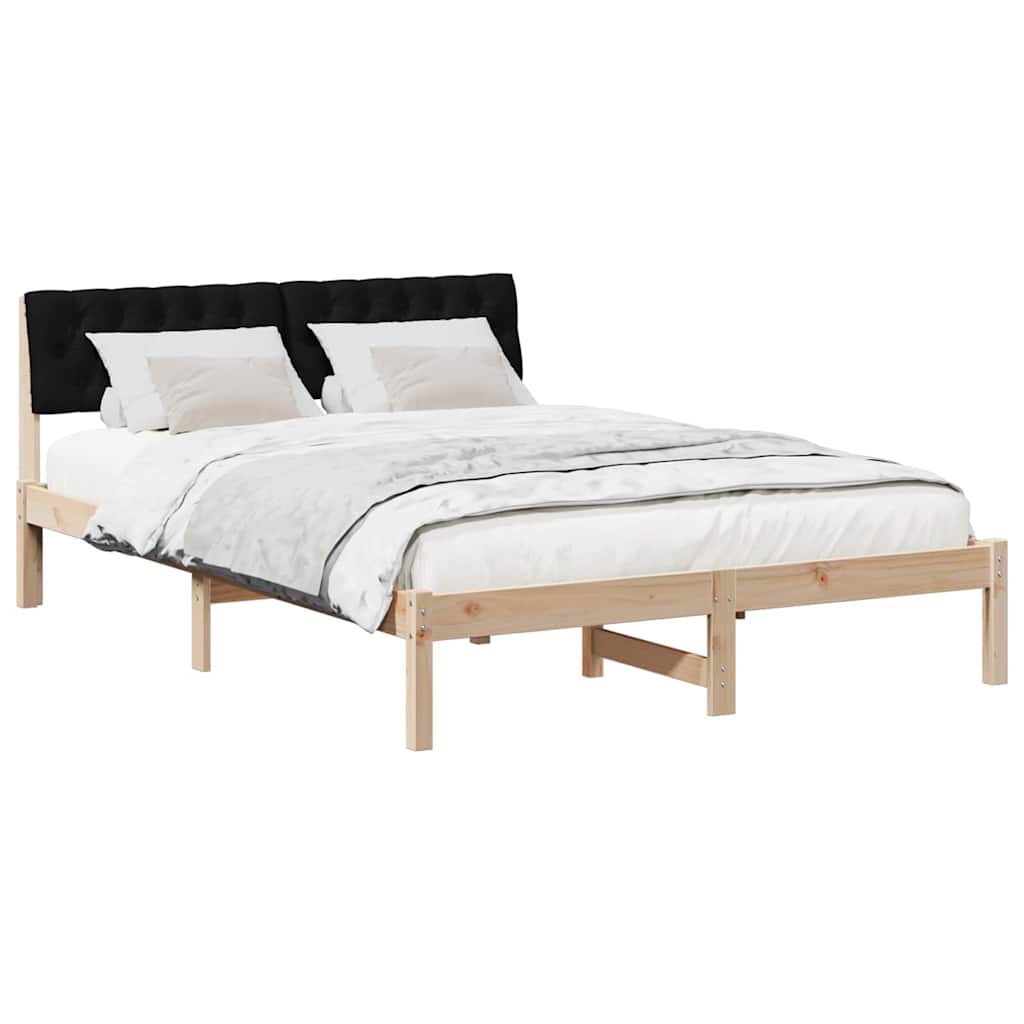 Cadre de lit Marron et noir 135 x 190 cm Bois massif en pin - XIOS