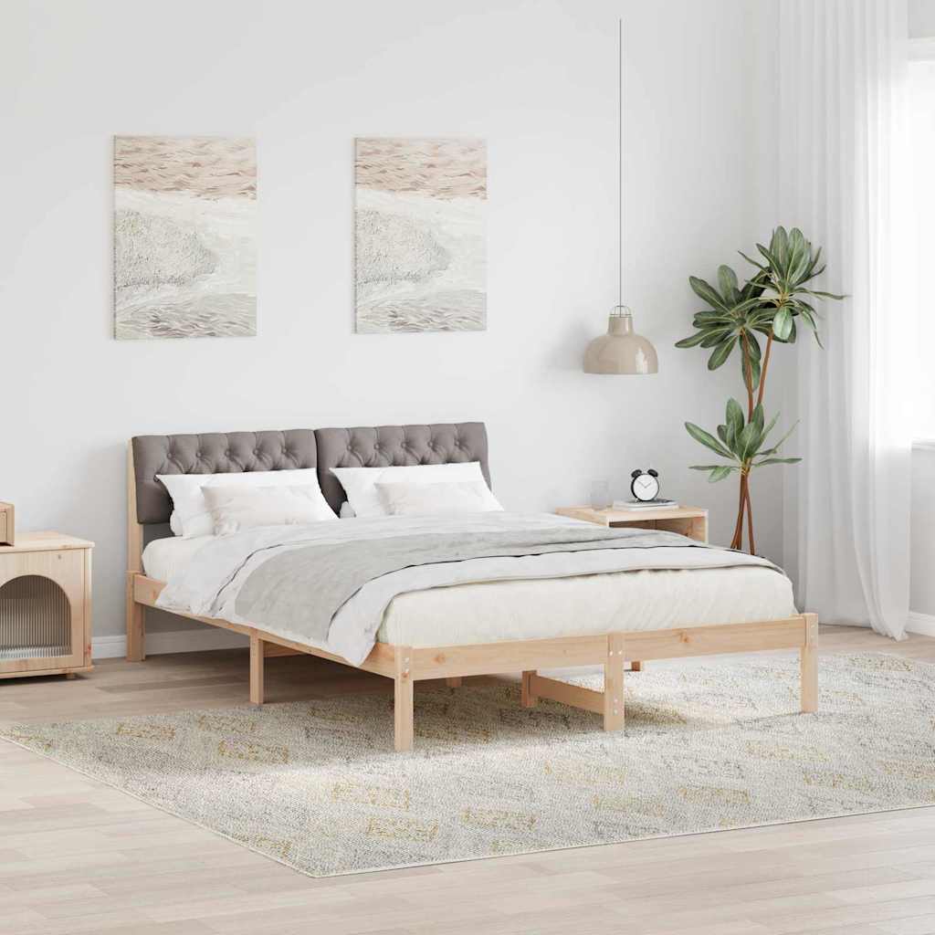 Cadre de lit Marron et taupe 135 x 190 cm Bois massif en pin - XIOS