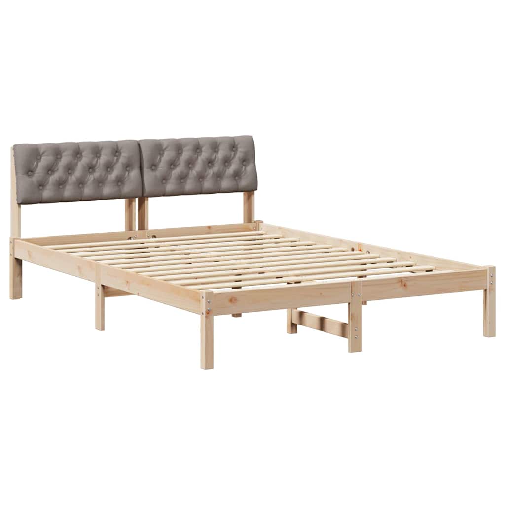 Cadre de lit Marron et taupe 135 x 190 cm Bois massif en pin - XIOS
