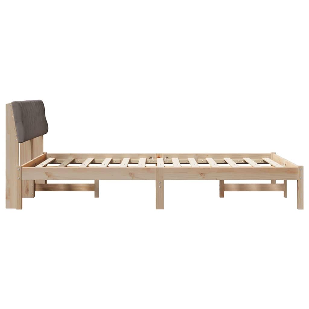 Cadre de lit Marron et taupe 135 x 190 cm Bois massif en pin - XIOS