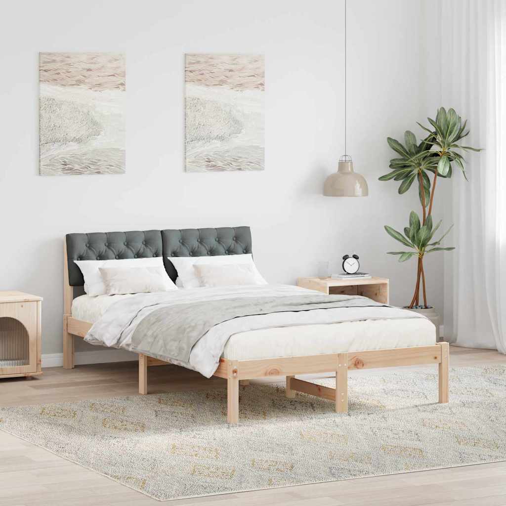 Cadre de lit avec tête de lit marron et gris foncé 120 x 190 cm - XIOS