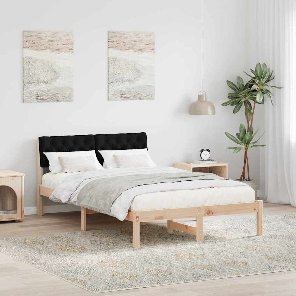 Cadre de lit Marron et noir 120 x 190 cm Bois massif en pin