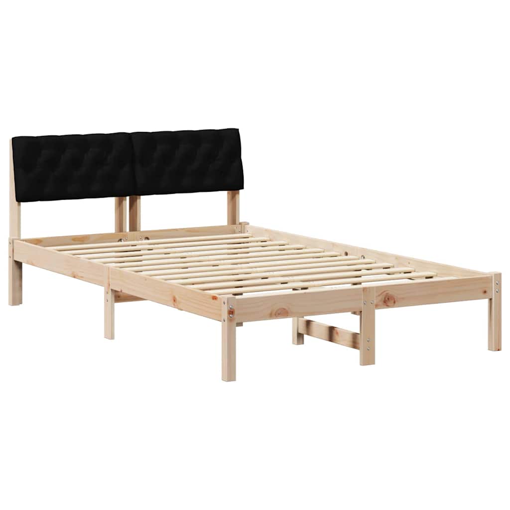 Cadre de lit Marron et noir 120 x 190 cm Bois massif en pin