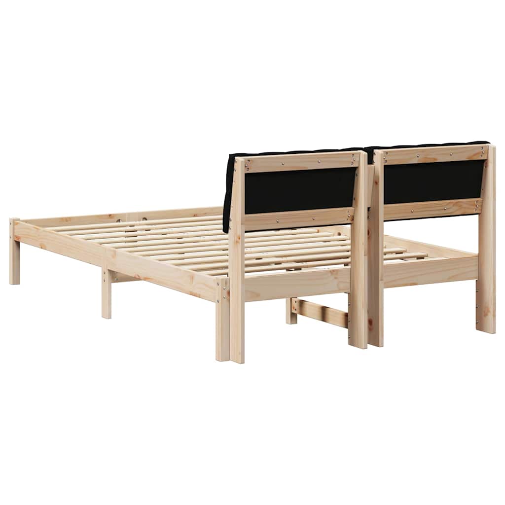Cadre de lit Marron et noir 120 x 190 cm Bois massif en pin