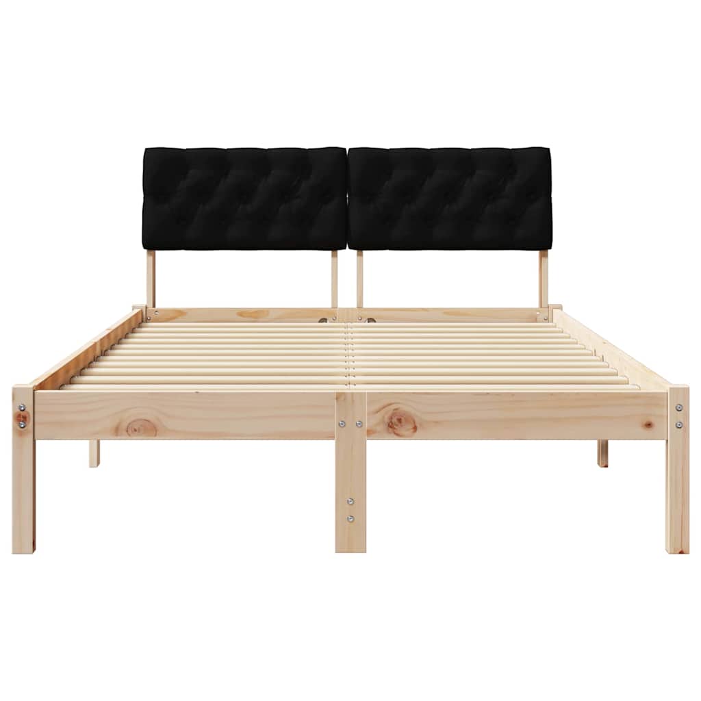Cadre de lit Marron et noir 120 x 190 cm Bois massif en pin