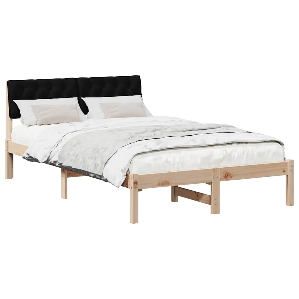 Cadre de lit Marron et noir 120 x 190 cm Bois massif en pin