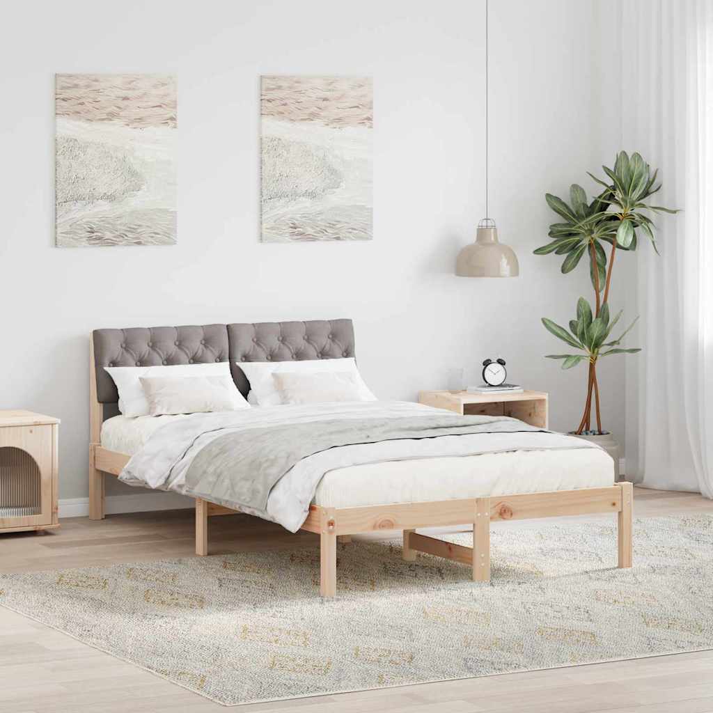 Cadre de lit Marron et taupe 120 x 190 cm Bois massif en pin - XIOS