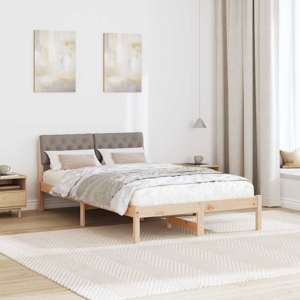 Cadre de lit Marron et taupe 120 x 190 cm Bois massif en pin - XIOS