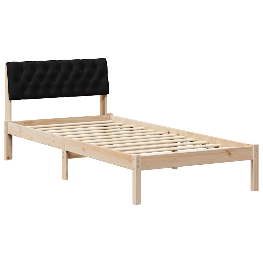 Cadre de lit Marron et noir 90 x 200 cm Bois massif en pin - XIOS