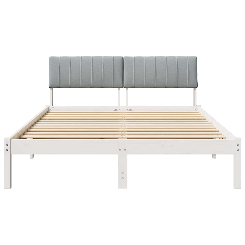Cadre de lit avec tête de lit Blanc et gris clair 135 x 190 cm