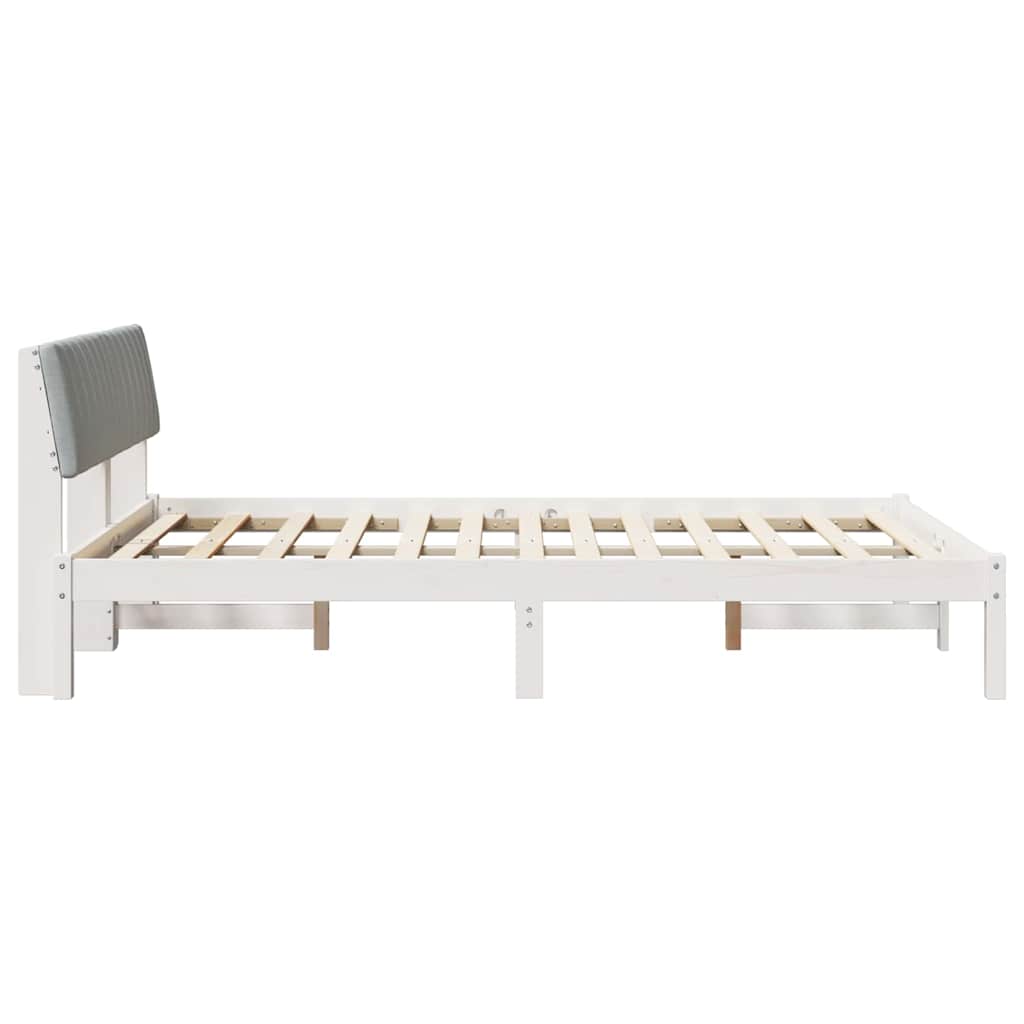 Cadre de lit avec tête de lit Blanc et gris clair 135 x 190 cm