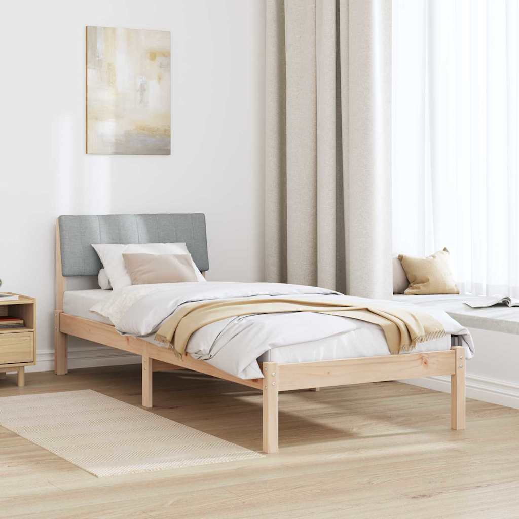 Cadre de lit avec tête de lit Marron et gris clair 75 x 190 cm - XIOS