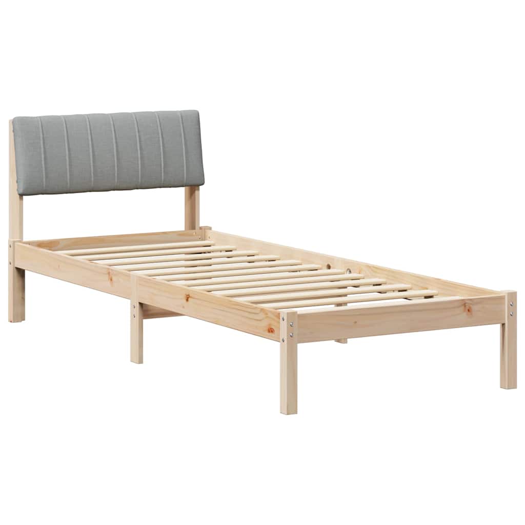 Cadre de lit avec tête de lit Marron et gris clair 75 x 190 cm - XIOS