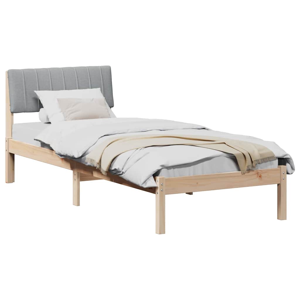 Cadre de lit avec tête de lit Marron et gris clair 75 x 190 cm - XIOS