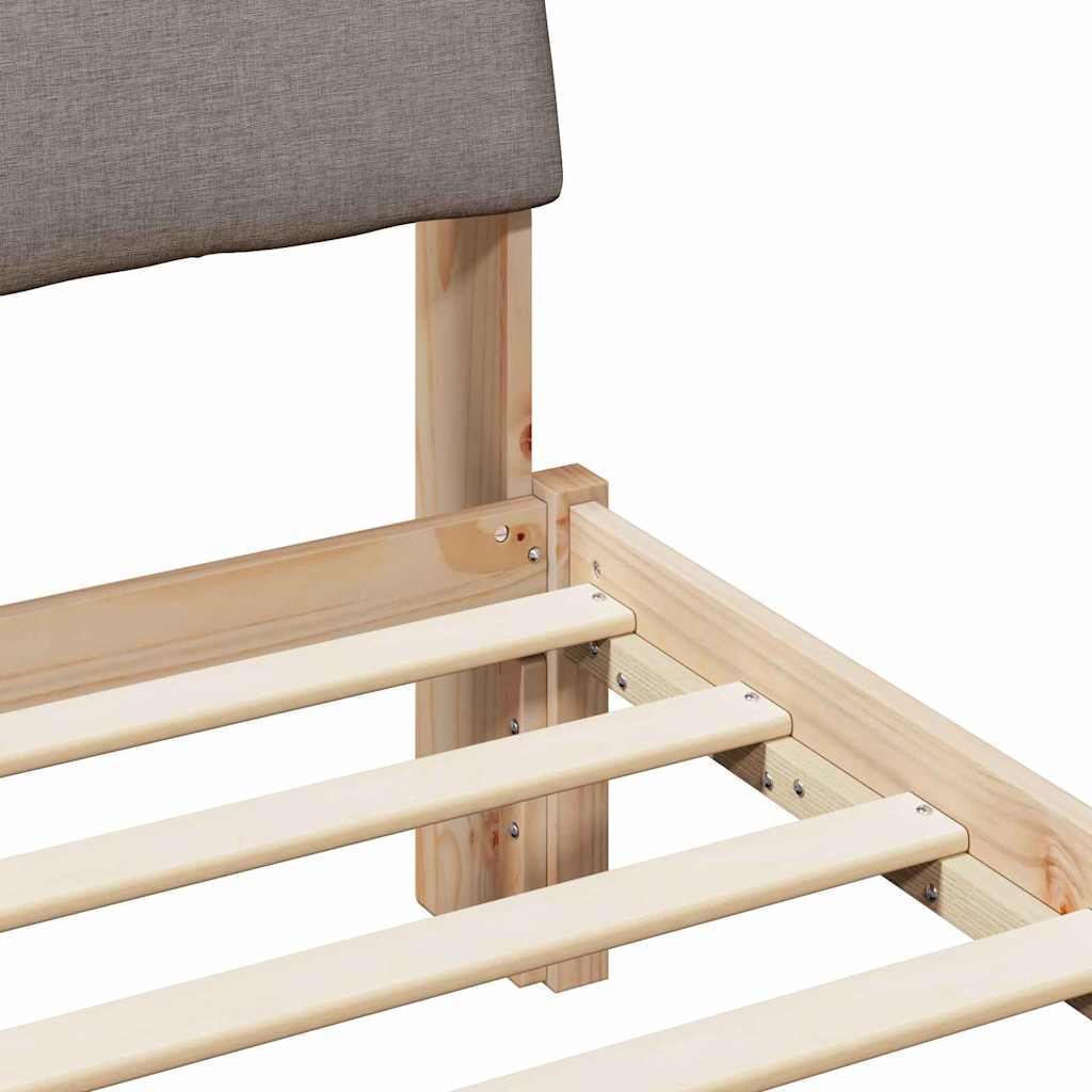 Cadre de lit Marron et taupe 120 x 190 cm Bois massif en pin - XIOS