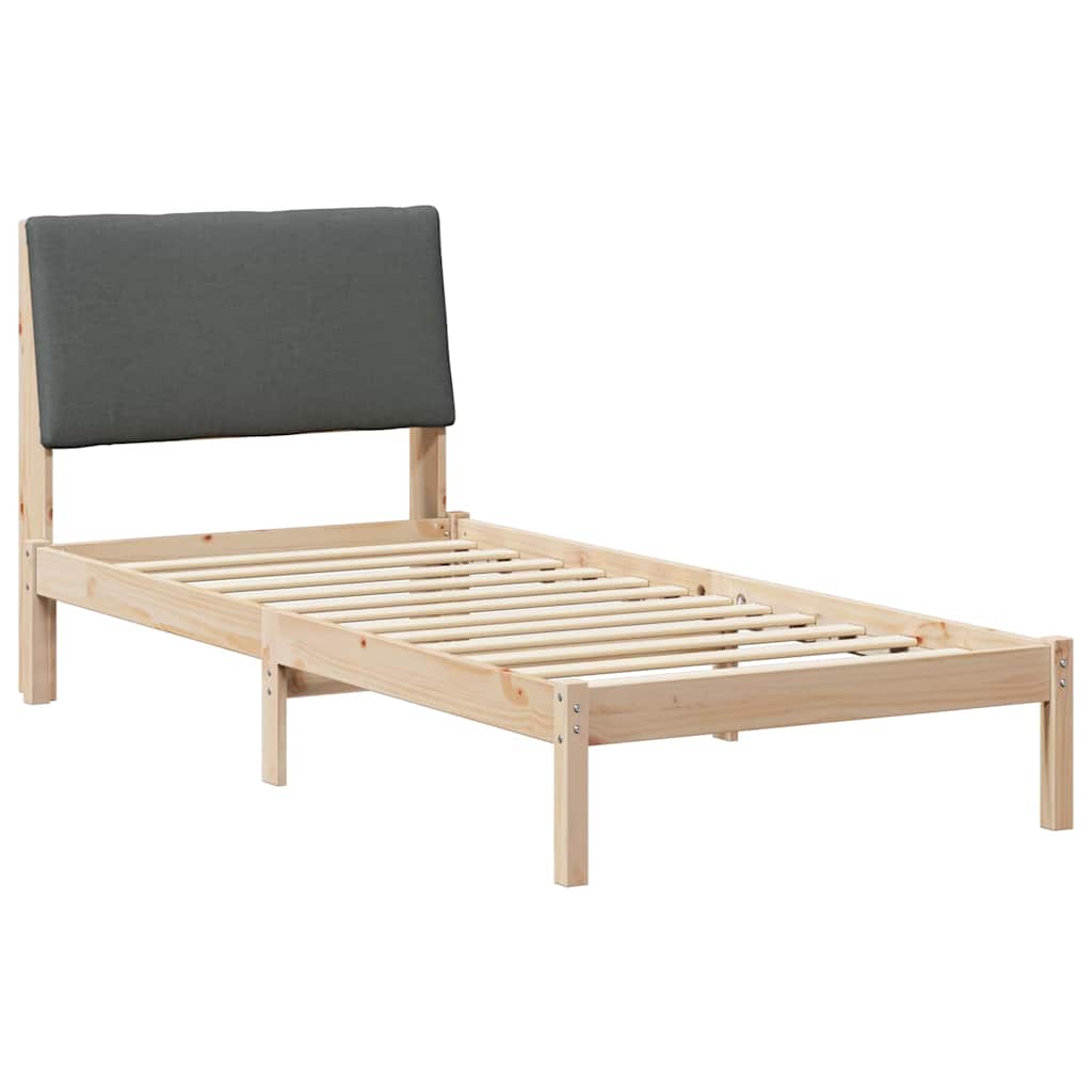 Cadre de lit avec tête de lit marron et gris foncé 100 x 200 cm - XIOS