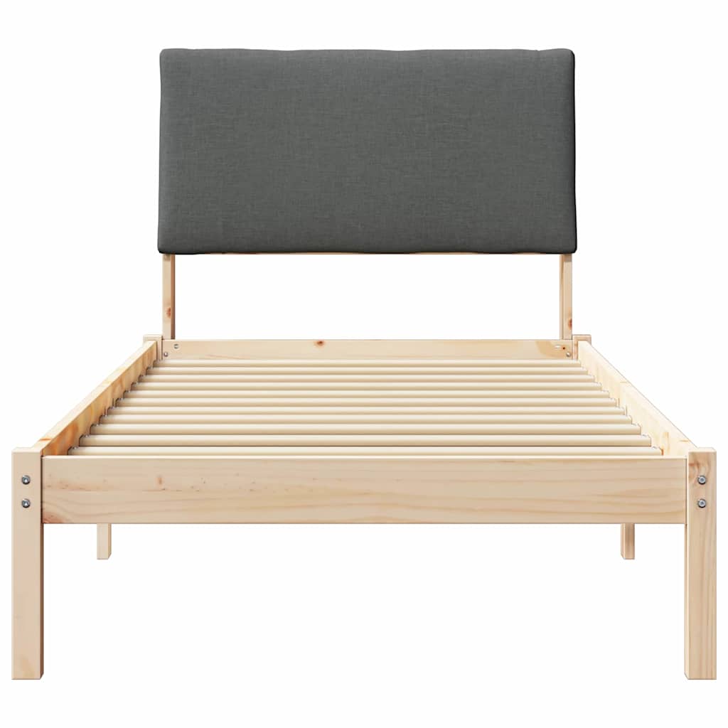 Cadre de lit avec tête de lit marron et gris foncé 100 x 200 cm - XIOS