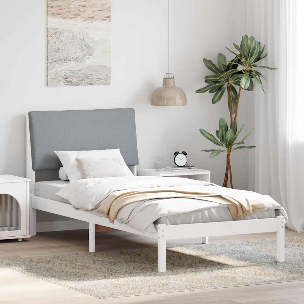 Cadre de lit avec tête de lit Blanc et gris clair 100 x 200 cm - XIOS
