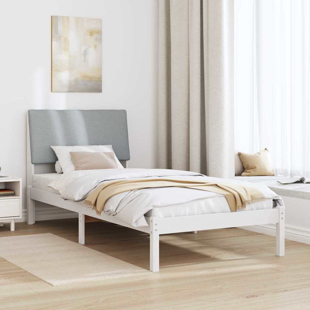 Cadre de lit avec tête de lit Blanc et gris clair 100 x 200 cm - XIOS