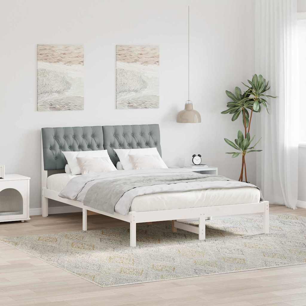 Cadre de lit avec tête de lit rembourrée Blanc 135 x 190 cm - XIOS