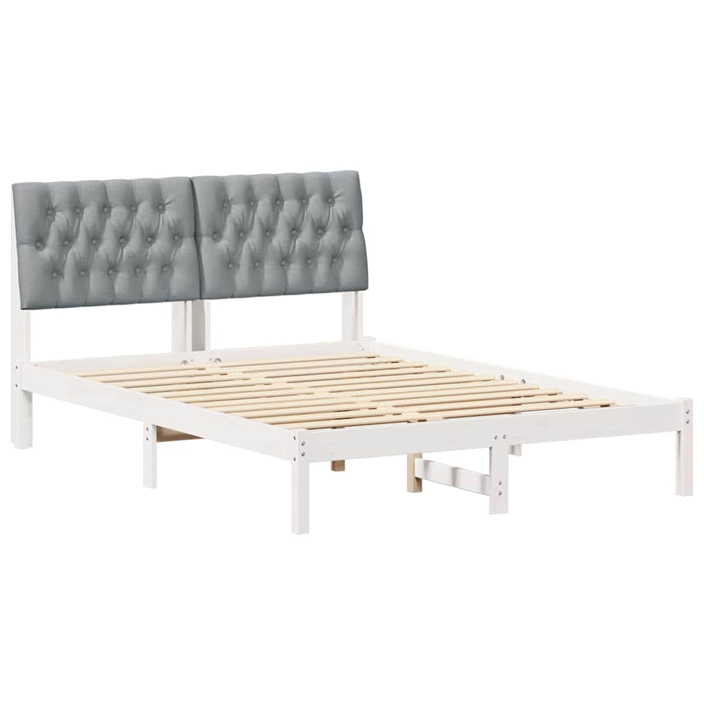 Cadre de lit avec tête de lit rembourrée Blanc 135 x 190 cm - XIOS