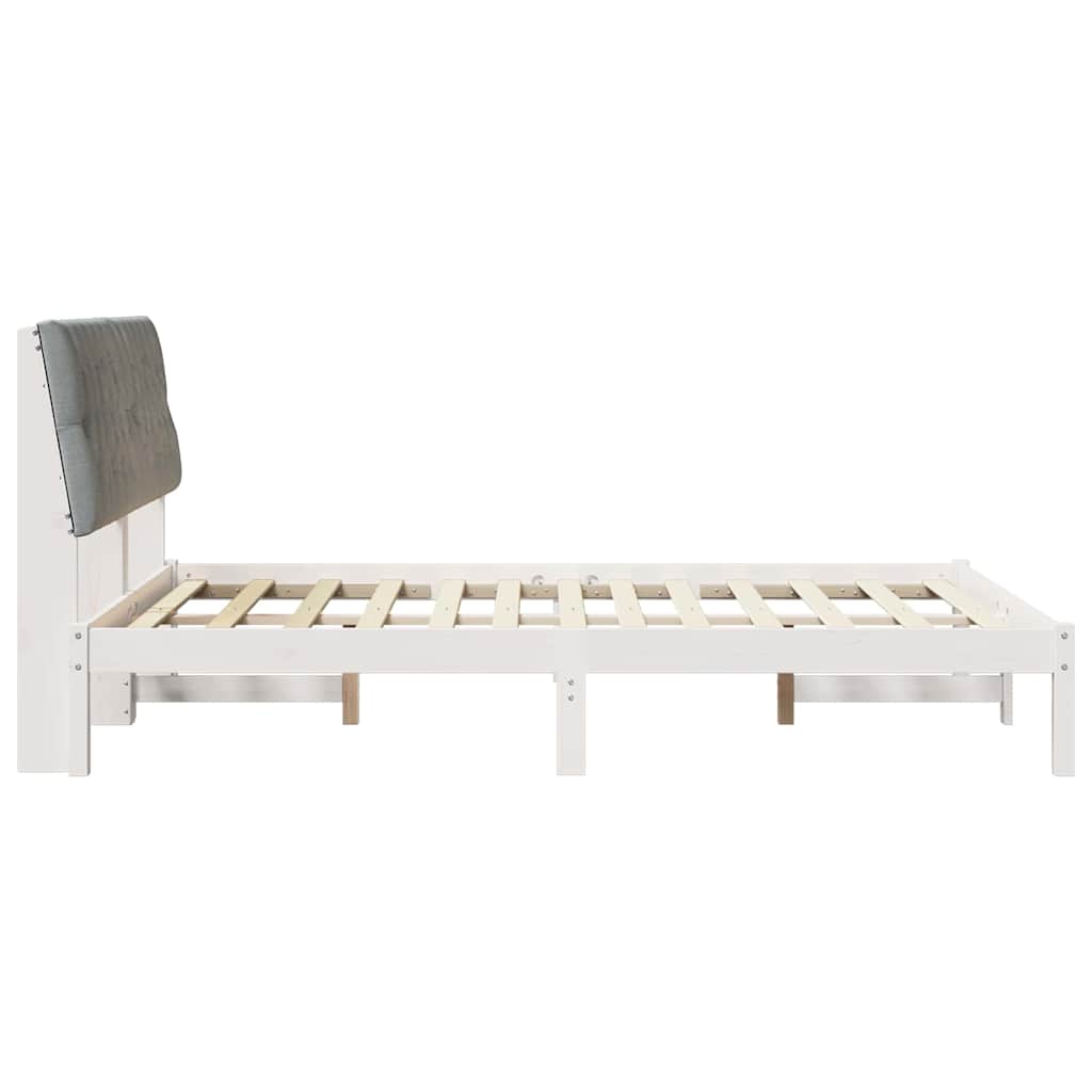 Cadre de lit avec tête de lit rembourrée Blanc 135 x 190 cm - XIOS
