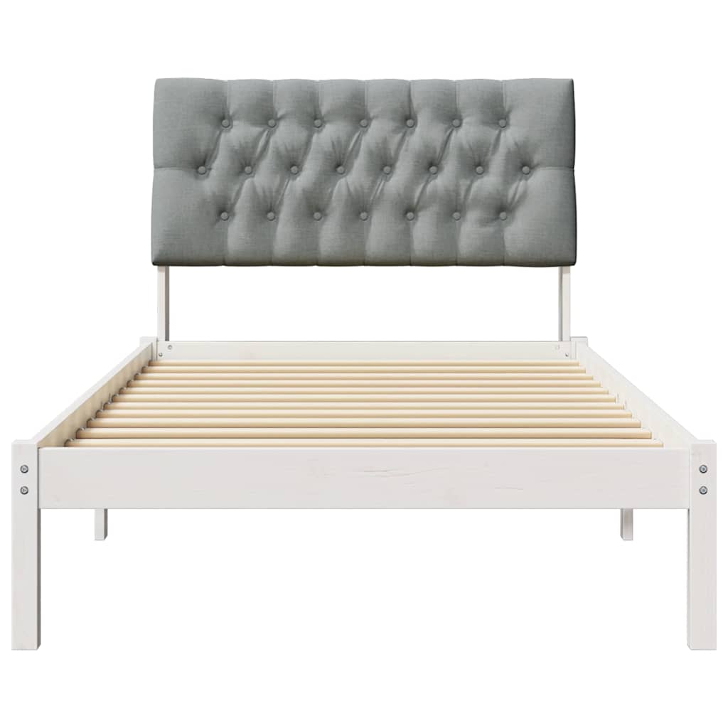 Cadre de lit avec tête de lit rembourrée Blanc 100 x 200 cm