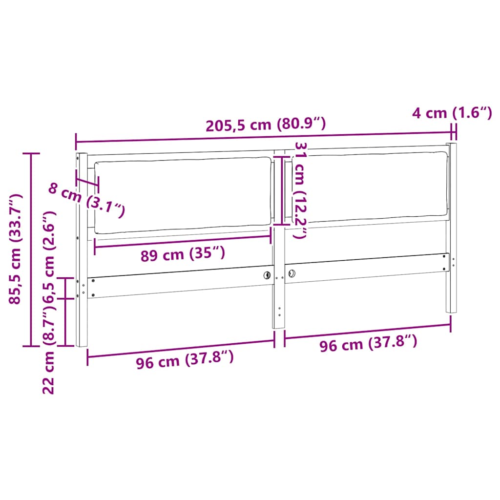 Tête de lit Autre Blanc 200 cm Bois massif en pin - XIOS