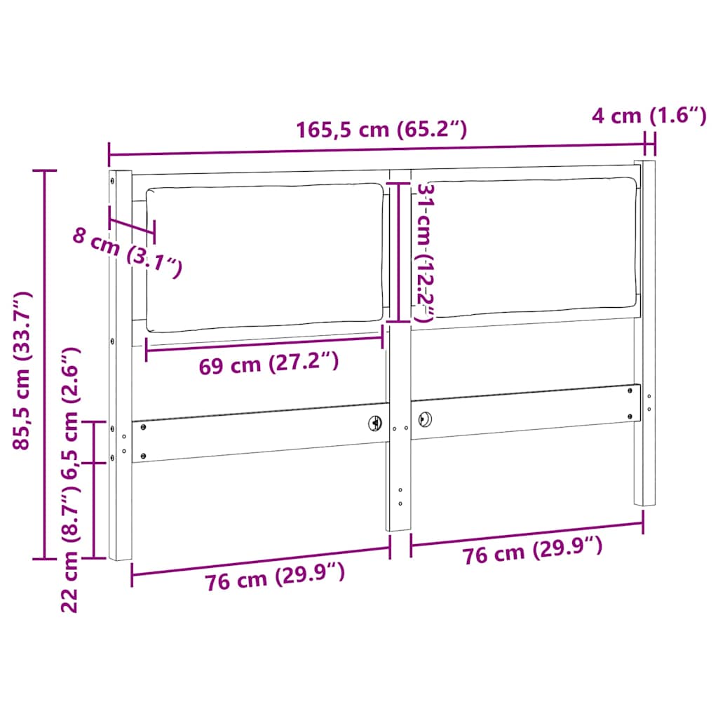 Tête de lit Autre Blanc 160 cm Bois massif en pin - XIOS