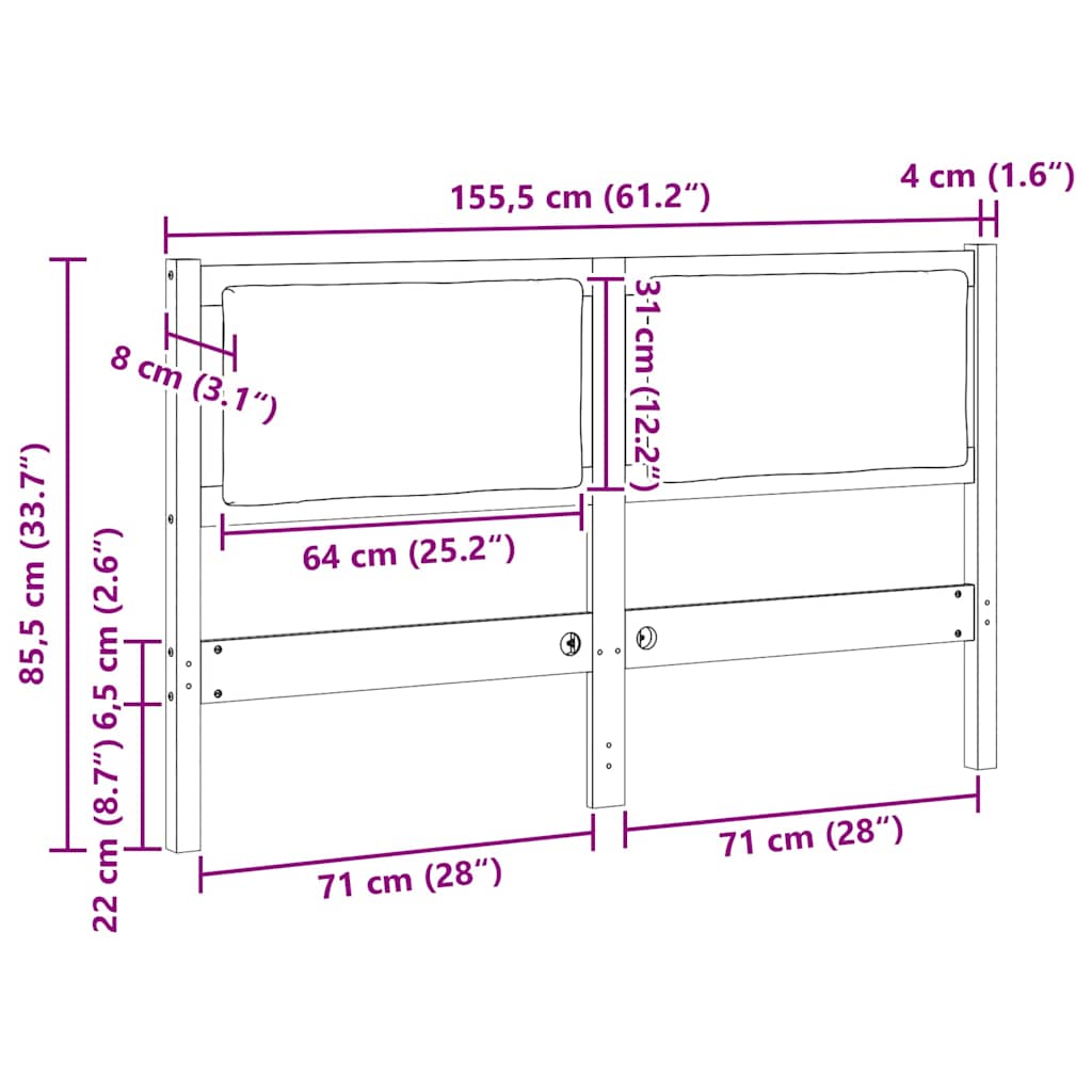 Tête de lit Autre Marron 150 cm Bois massif en pin - XIOS